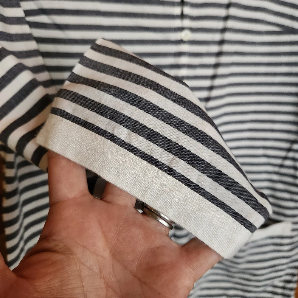 J. CREW 💜‎ Gray Stripe Pocket Tunic Shirt Dress Swim Cover Striped Shift C8759
